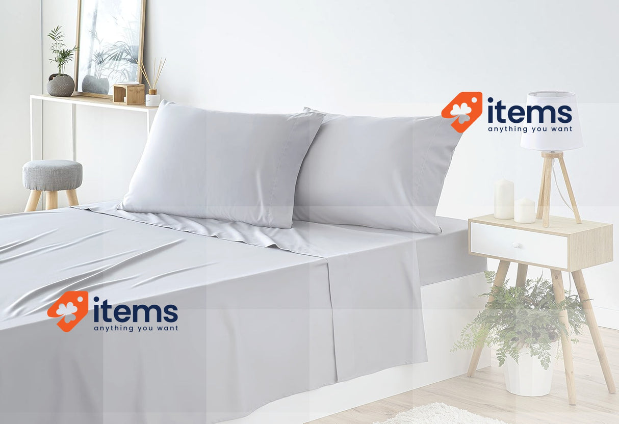 Todocama 4 Piece Bedding Set, Fitted Sheet, Flat Sheet, 2 Pillowcases