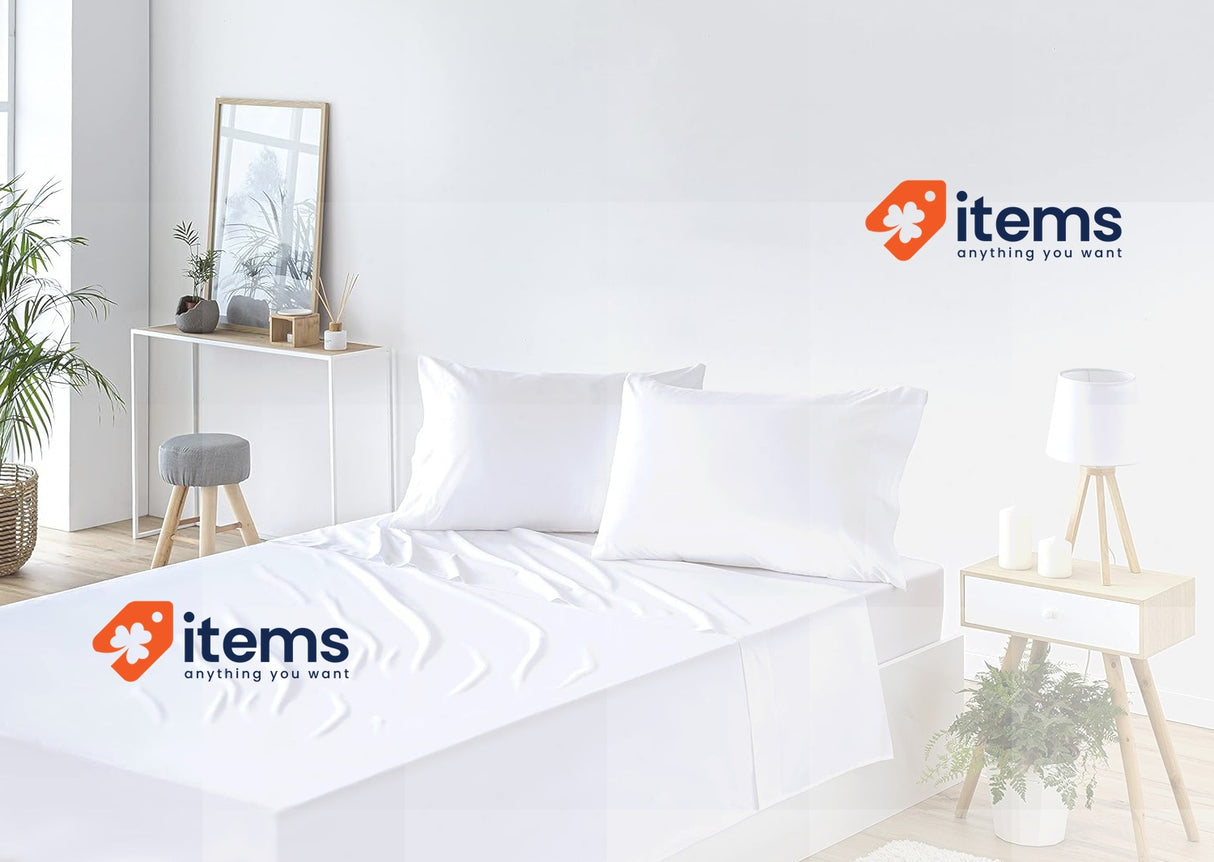 Todocama 4 - Piece Bedding Set 200 White Fitted Sheet Top Two Todocama 4-Piece