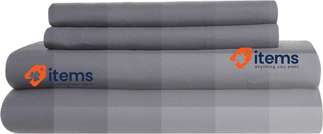 Todocama 4-Piece Bedding Set Fitted Sheet (180 - 180 x 190/200 cm, Dark Grey)