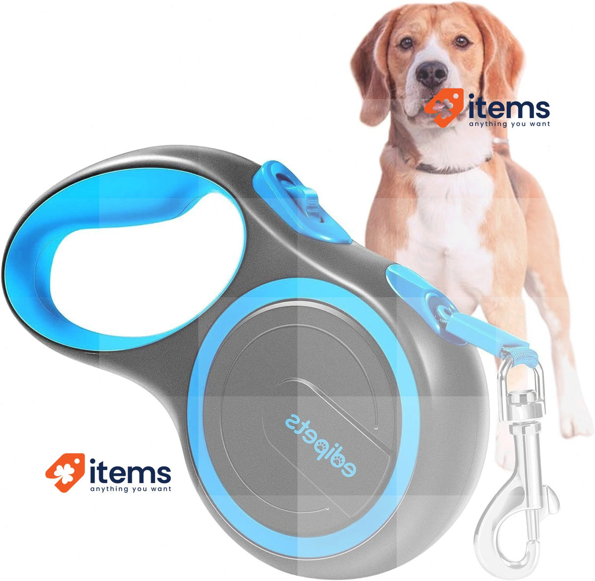 Edipets Retractable Dog Lead 8 Metres, Extendable, Flexible Band for Walks Blue