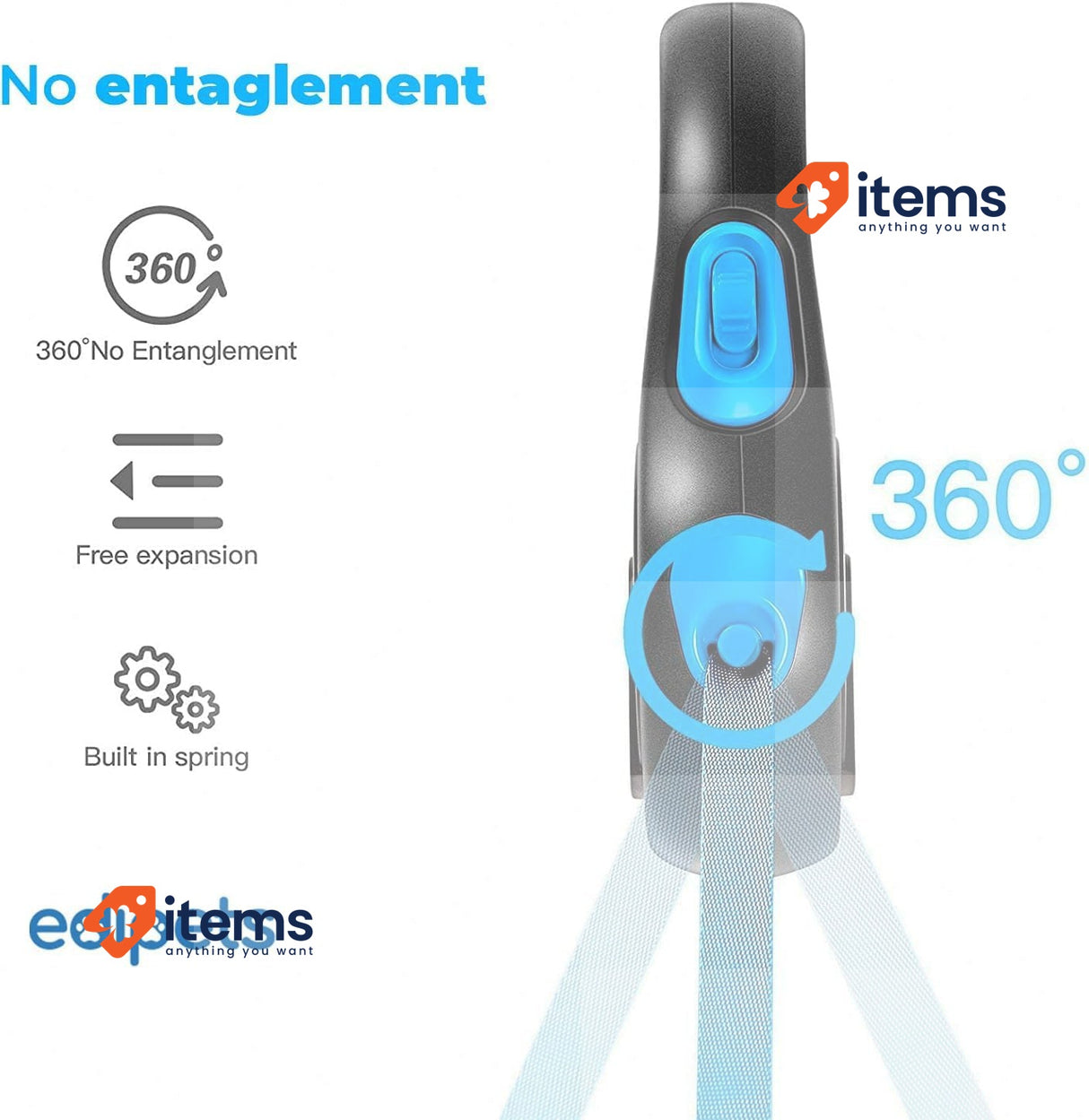Edipets Retractable Dog Lead 8 Metres, Extendable, Flexible Band for Walks Blue