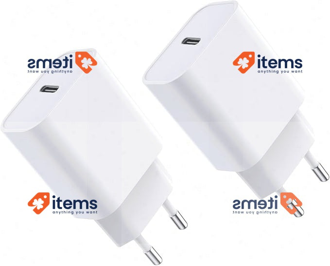 2-Pack 20W USB C Adapter, USB-C Charger Compatible with iPhone White