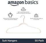 Amazon Basics Slim, Velvet Suit Clothes Hangers, 50-Pack, Blush Pink/Rose Gold