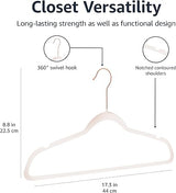 Amazon Basics Slim, Velvet Suit Clothes Hangers, 50-Pack, Blush Pink/Rose Gold