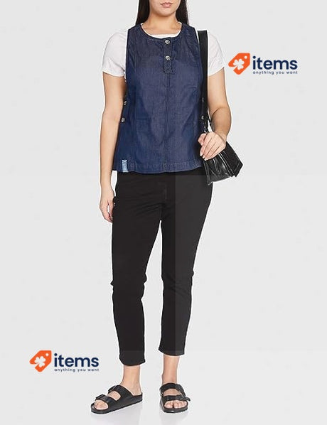 G - STAR RAW Women's Worker Blouse D21497 C432 Blue Pocket Shirt G-STAR