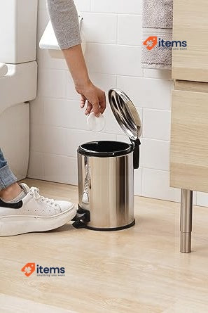 TATAY Bathroom Trash Bin with Stainless Steel Pedal, 3L Capacity