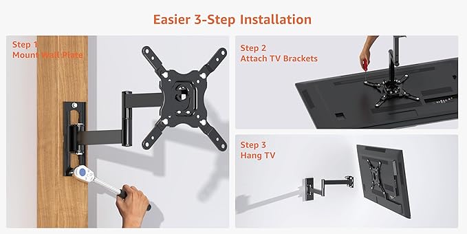 Amazon Basics Full-Motion TV Wall Mount For 12-Inch (30.5 cm) Black