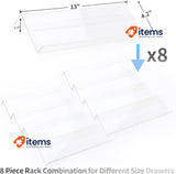 Miukaa Set of 8 Spice Rack Organizers - Transparent Acrylic Expandable 33-66cm