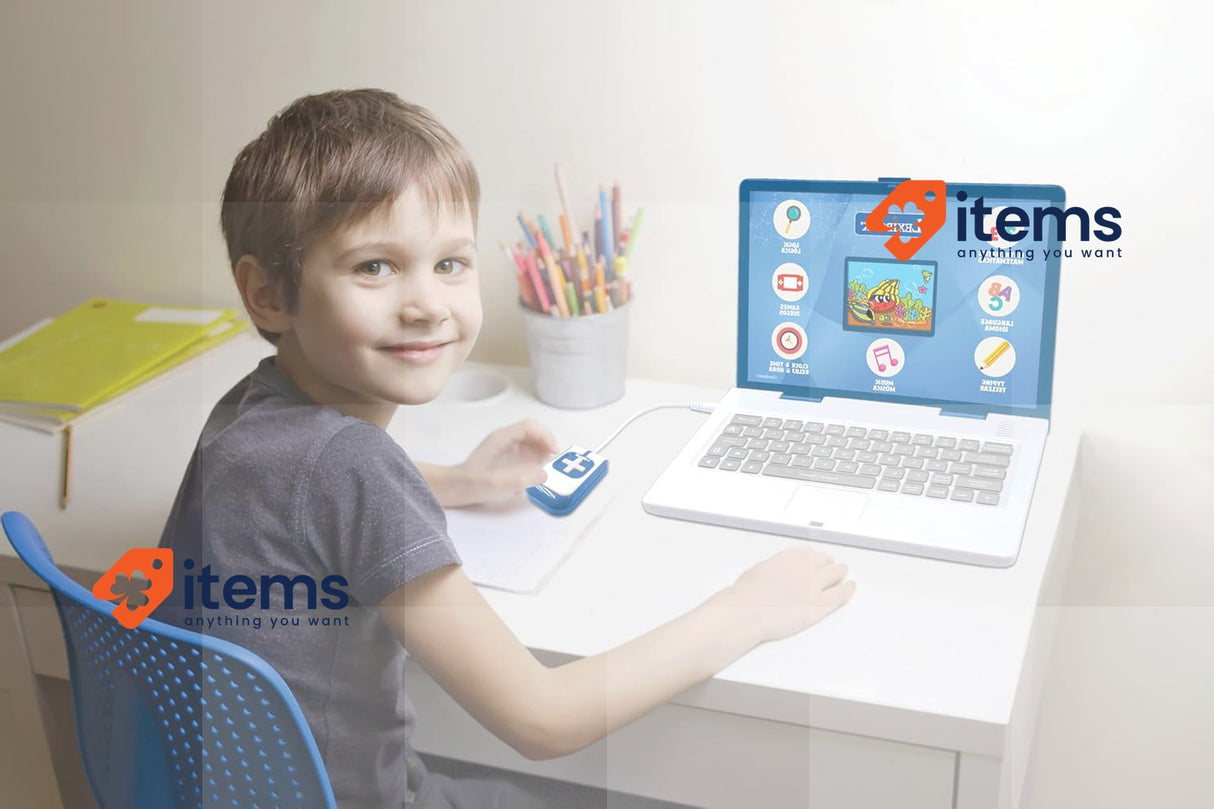 LEXIBOOK, Educational and Bilingual Laptop Spanish/English White/Blue
