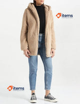 URBAN CLASSICS Women's Sherpa Cardigan Breathable Jacket Size 3XLarge Taupe