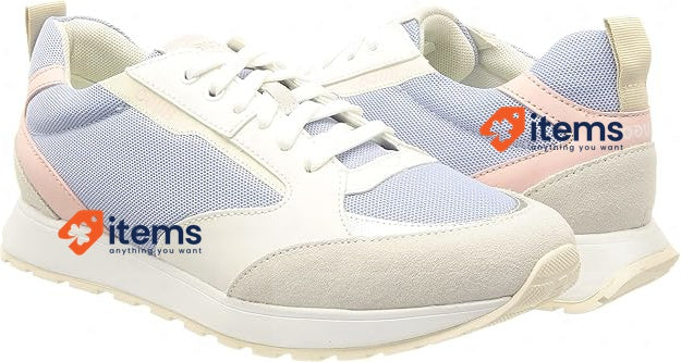 HUGO Women s Icelin Sneaker in White / Purple / Pink, Size 5 UK (38 EU) Blue450