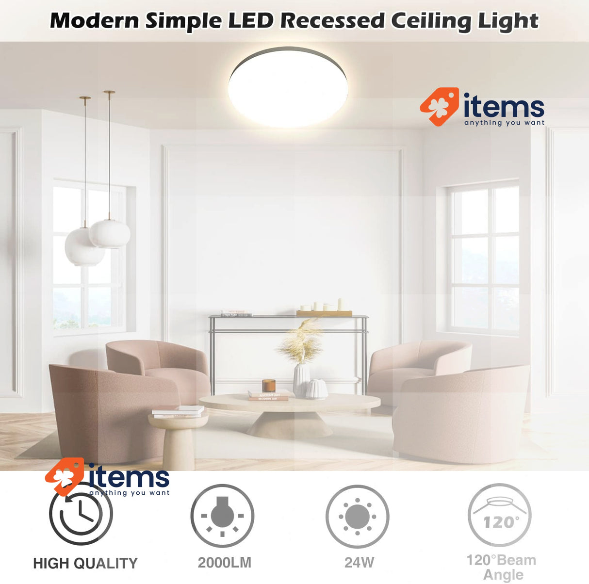 Ceiling Light LED Ceiling Light 24 W 28 cm IP54 White 4000 2000 Waterproof Round