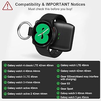 Wustentre Wireless Charger for Samsung Galaxy Watch 5/4/3/Active/Active2/Gear