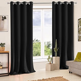 MAXIJIN Waterproof Blackout Curtains Heat Insulated Black