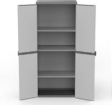 mongardi HIGH Cabinet 4 Floors and 2 Doors, PVC and PP, Black/Light Grey