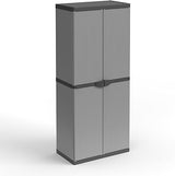 mongardi HIGH Cabinet 4 Floors and 2 Doors, PVC and PP, Black/Light Grey