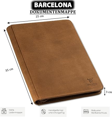 MATADOR Barcelona Men's Document Folder, Genuine Leather, (Light Brown)