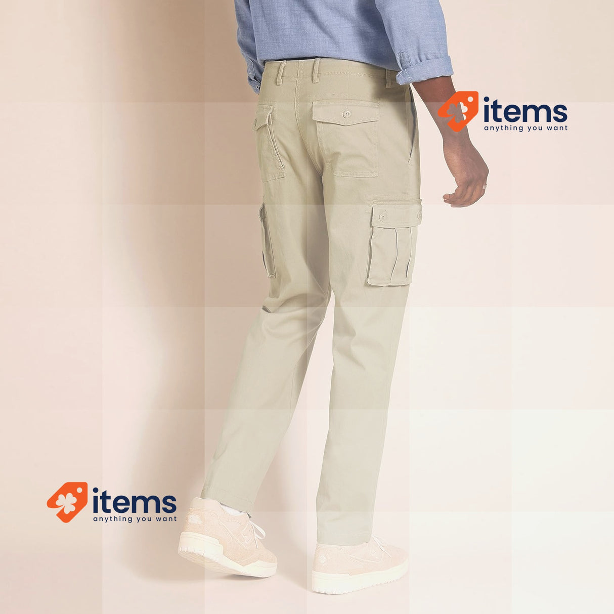 Amazon Essential Men's Straight Fit Stretch Cargo Trouser Khaki, Size 60W / 32L