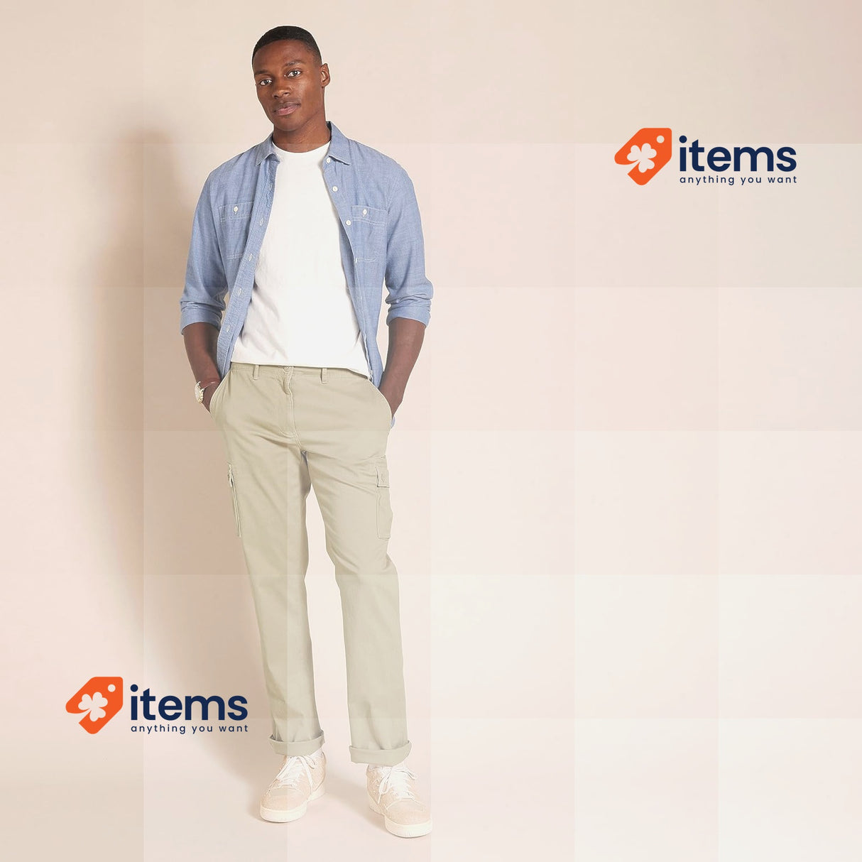 Amazon Essential Men's Straight Fit Stretch Cargo Trouser Khaki, Size 60W / 32L