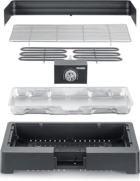 SEVERIN Elektrogrill PG 8565 Electric Grill Black, Stainless Steel Plastic