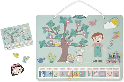 Janod - Calendar Stations - Educational Calendar Wooden children 42 x 32 cm