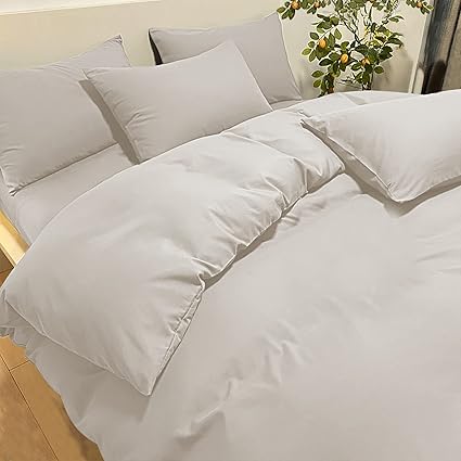 Poligino Bedding Double Duvet Cover Set 200x200 CM 2 Federe 65x65 Beige