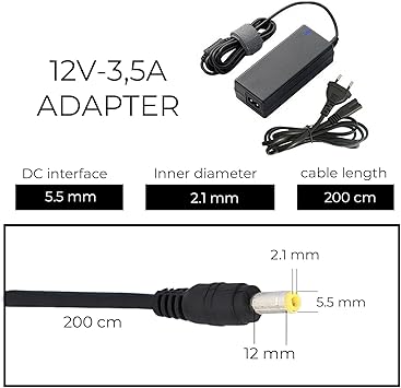 Leyf Universal Power Supply Adapter Current Adapter Charger / 200 cm 5.5-2.1 mm