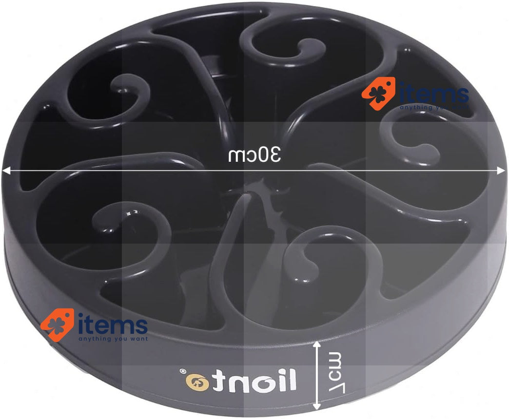 lionto Anti-sling bowl for dogs and cats Ø 30 cm, Non-slip, Black 5.5 cm 1500 g