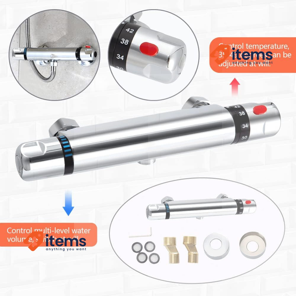 Uten Wall Mounted Shower Mixer Valve Anti Scald Tap, Hot & Cold Water Mixer