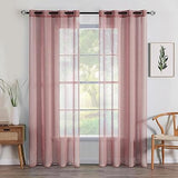 MIULEE 2 Panels Sheer Window Curtains Elegant Window 55"Wx96"L Dark Pink