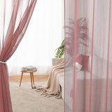 MIULEE 2 Panels Sheer Window Curtains Elegant Window 55"Wx96"L Dark Pink