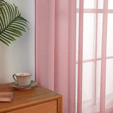 MIULEE 2 Panels Sheer Window Curtains Elegant Window 55"Wx96"L Dark Pink