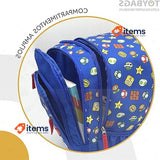 SUPER MARIO and Luigi School Bag Double Compartment and 2 Front Pockets Blue
