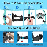 JEMULICE Adult Snorkel Set with Diving Goggles and Dry Snorkel Water Green