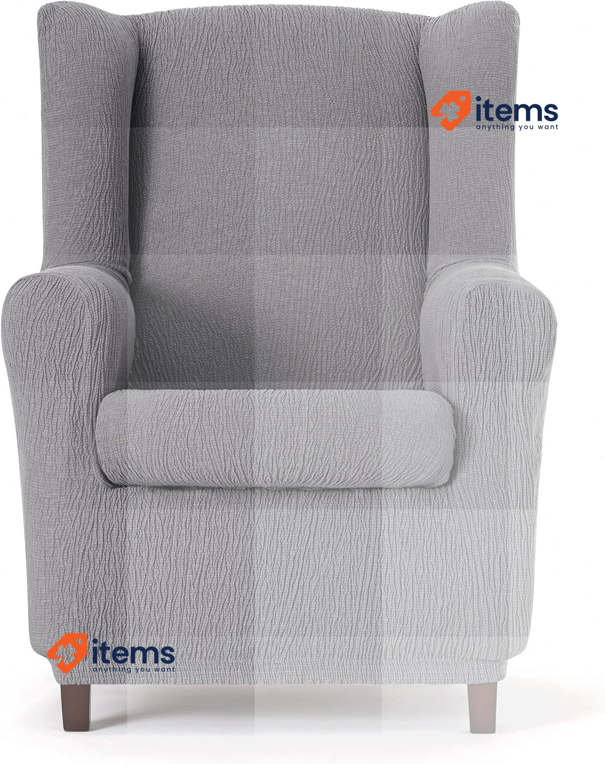 Eysa Llion 1 Seater Elastic Wingback Armchair Cover Colour 06/Grey