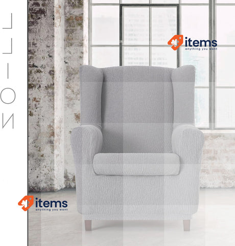 Eysa Llion 1 Seater Elastic Wingback Armchair Cover Colour 06/Grey