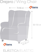 Eysa Llion 1 Seater Elastic Wingback Armchair Cover Colour 06/Grey