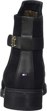 Tommy Hilfiger Women's Coin Suede Flat Boot Low
 Black 39 EU