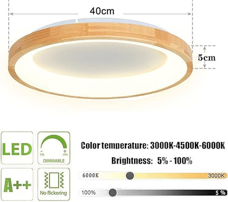 VOMI LED ceiling lamp Dimmable ceiling Lamp in Wood Wood