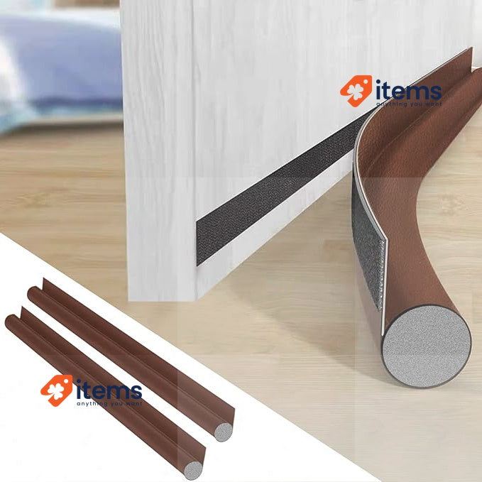 AiQInu Door Draught Excluder, 2 Pcs, 96cm x 8cm, Brown, Silicone Cotton
