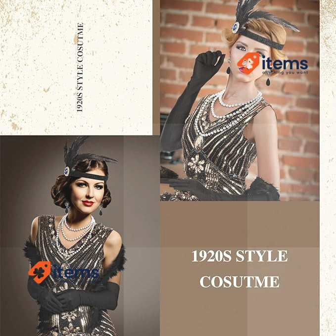 9 Pieces Womens 1920s Flapper Dress