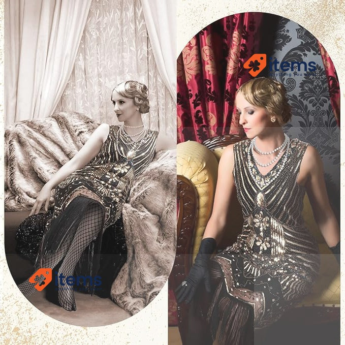 9 Pieces Womens 1920s Flapper Dress