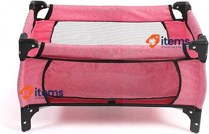 Bayer Chic 2000 653-57 Deluxe Travel Cot for Baby, Doll's Bed, Pink Jeans