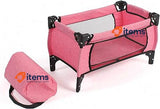Bayer Chic 2000 653-57 Deluxe Travel Cot for Baby, Doll's Bed, Pink Jeans