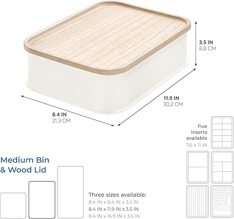 iDesign, Medium Box with Lid Made of BPA-Free Recycled Plastic White