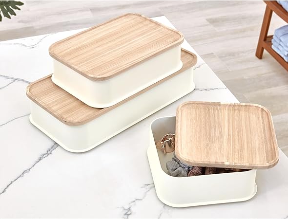 iDesign, Medium Box with Lid Made of BPA-Free Recycled Plastic White