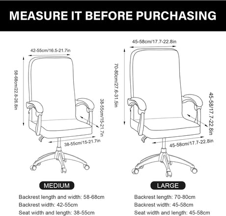 Jaotto Office Chair Seat Spandex Cover Washable Computer Armrests Chairs White