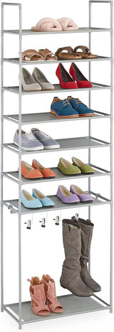 Relaxdays Shoe with 8 shelves, Shelves Shoe Bag, for 16 Shoes, 186 x 60 x 30 cm