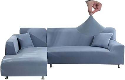 Jaotto Sofa Cover L Shape Stretch 1 Seater+2 Seater,Gray Blue