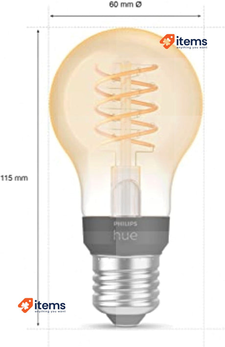 Philips Hue White Filament A60 Smart Light Bulb E27 Edison Screw 7W For Vintage
